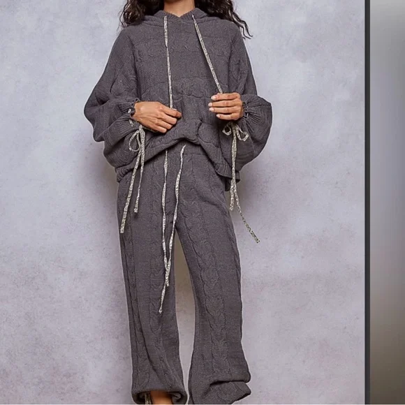 POL 2-piece Gray Sweater Set; worn once - Picture 1 of 4